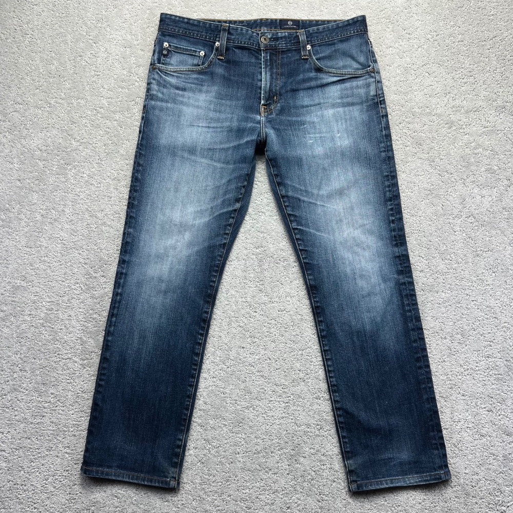 AG Adriano Goldschmied Jeans Mens 34x27.5 Blue Denim The Graduate Tailored Leg